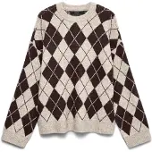 Vero Moda Pullover 'VMHalo' beige-meleret / mørkebrun