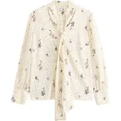 Next Bluse ecru / mørkeblå / brun / lysviolet