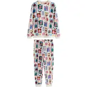 Next Pyjamas lang 'Family Christmas' ecru / lyseblå / brun