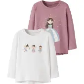 Name it Bluser - 2-pak - NmfVix - Lilas/Bright White Faries - - 2 år (92) - Bluse