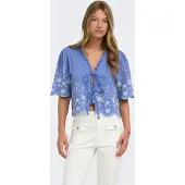 ONLY Bluse 'ONLMiffy' royalblå / offwhite