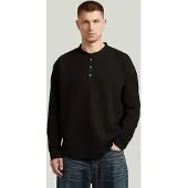 G-Star Waffle Henley Relaxed T-Shirt - Black - Men
