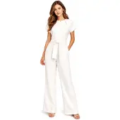 BIBI SAKALIEVA Jumpsuit 'Off- White Wide-Leg Jumpsuit with Belt' offwhite