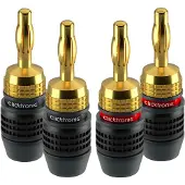 ClickTronic 52546, Banana plug, Sort, Guld, Hanstik, Lige, Acrylonitrilbutadienstyren, Polyvinylchlorid (PVC), Guld