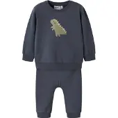 Name it Sweatsæt - NbmVonne - Ombre Blue/Dino - - 1 år (80) - Sweatsæt