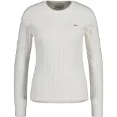Gant Ganttil kvinder. 4800100 Hvid sweater med rund hals (XS), Casual, Økologisk bomuld