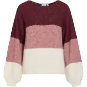 Vila Pullover 'MARLEY' pink-meleret / vinrød / hvid