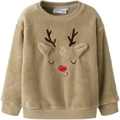 Name it Pullover 'NMNREINDEERS' mørkebeige / mørkebrun / rød