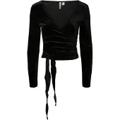 Pieces Pcroya Ballerina Velour Slå-om Bluse