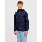 Jack & Jones Regnjakke - JjeFlynn - Navy Blazer/Surf The Web Zip - - 8 år (128) - Regnjakke