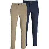 Jack & Jones Lærredsbukser 'Macro Dave' beige / navy