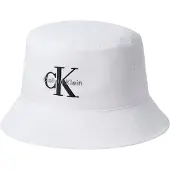 Calvin Klein Jeans Hat 'CK Monogram Embroidery' sort / hvid