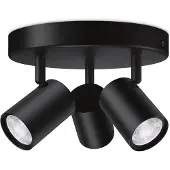 WiZ Connected Smart Imageo spotlampe med 3 spots, Rund Loftsplade, Dæmpbar LED, Justerbar hvidt & farvet lys, sort