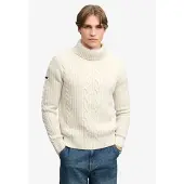 Superdry Superdrytil mænd. M6110772A Beige Jacob-cardigan med snoet strik (S), Casual, Bomuld