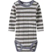 Name it Body l/æ - Uld - Rib - NbmWang - Snow White/Morel/Folkst - - 1 år (80) - Body L/Æ