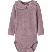 Name it Body l/æ - Uld - Hulmønster - NbfWang - Toadstool - - 68 - Body L/Æ