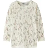 Name it Bluse - Uld - NmfWang - Snow White/Flowers + Leaves - - 5 år (110) - Bluse