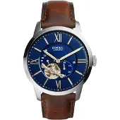 Fossil Herreur ME3110 Mechanical Blå/Læder Ø44 mm