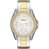 Fossil Analogt ur 'Riley' guld / sort / sølv / hvid