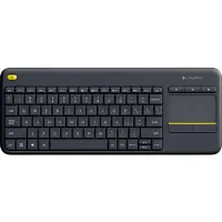 Logitech K400 Plus Ergonomic Wireless Touch - Tastatur - Nordisk - Sort