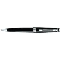 Waterman ekspert kuglepen | Glans sort med krom trim | Medium Tip | Blåt blæk | Gaveæske