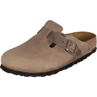 Birkenstock Birkenstocktil kvinder. 960813 Læder Boston Leo træsko (smal pasform) brun (39), Fast, Nubuck, Ingen, Casual