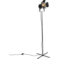 QAZQA Industriel gulvlampe sort vipbar - Movie