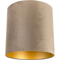 QAZQA Velour lampeskærm taupe 40/40/40 med guldinteriør