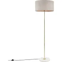 QAZQA Gulvlampe messing med grå skærm 50 cm - Kaso