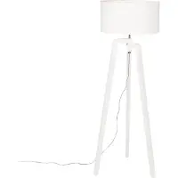 QAZQA Gulvlampe Tripod Hvid Træ med Hvid Skærm 50 cm - Puros