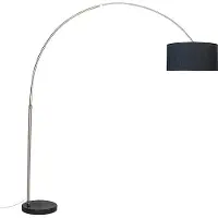 QAZQA Stålbuelampe med stofskærm sort 50 cm - XXL