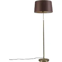 QAZQA Gulvlampe guld/messing med brun skærm 45 cm justerbar - Parte