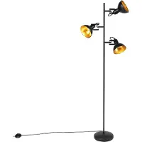 QAZQA Smart gulvlampe sort med guld 3-lys inkl. 3 WiFi P45 - Tommy