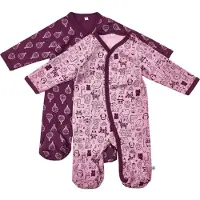 Pippi Baby Natdragter m/f - 2-pak - Rosa/Lilla m. Print - - 62 - Natdragt