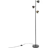 QAZQA Moderne gulvlampe 3-lys sort med guld indvendig - Buell Deluxe