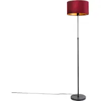 QAZQA Gulvlampe sort med rød fløjlsskærm med guld 35 cm - Parte