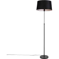 QAZQA Gulvlampe sort med sort linnedskærm 45 cm justerbar - Parte