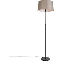 QAZQA Gulvlampe sort med taupe linnedskærm 45 cm justerbar - Parte