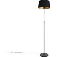 QAZQA Gulvlampe sort med sort skærm 35 cm justerbar - Parte