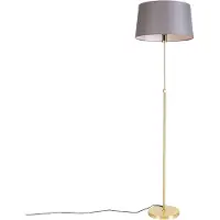 QAZQA Gulvlampe guld/messing med grå linnedskærm 45 cm - Parte