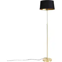 QAZQA Gulvlampe guld/messing med sort skærm 45 cm justerbar - Parte