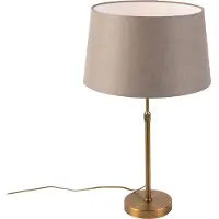QAZQA Bronze bordlampe med linieskærm Taupe 35 cm - Parte