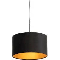 QAZQA Pendellampe med sort fløjlsskærm med guld 35 cm - Combi
