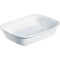 Pyrex rektangulært fad keramik hvid 35x25 cm