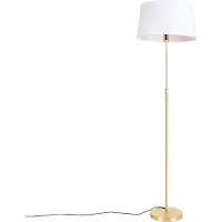 QAZQA Guldfarvet/Messing gulvlampe med hvidt linnedskærm 45 cm - Parte