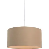 QAZQA Rustik pendellampe hvid med lysebrun skærm 50 cm - Combi