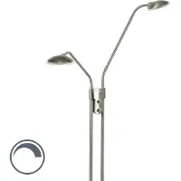 QAZQA Moderne stålgulvlampe med læselampe inkl. LED - Eva