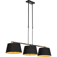 QAZQA Pendellampe med sorte og guld bomuldslampeskærme 32 cm - Combi 3 Deluxe