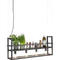 QAZQA Pendellampe sort med reol 4-lys - Cage Rack