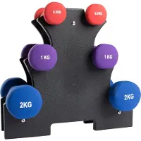 VirtuFit Neoprene Dumbbell Set + Holder, 3-par: 0.5 - 2 kg